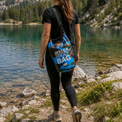 Borsa Impermeabile blu Mimetica Capacità 5 lt Sfumatura Colore Struttura Mimetica - Seniliri