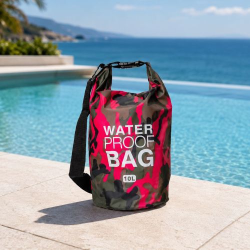 Borsa Impermeabile Rosa Mimetica Fuxia Capacità 10 lt Sfumatura Colore Struttura Mimetica Fuxia - Senine