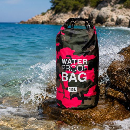 Borsa Impermeabile Rosa Mimetica Fuxia Capacità 15 lt Sfumatura Colore Struttura Mimetica Fuxia - Semarese