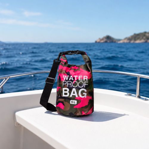 Borsa Impermeabile Rosa Mimetica Fuxia Capacità 5 lt Sfumatura Colore Struttura Mimetica Fuxia - Seniliri