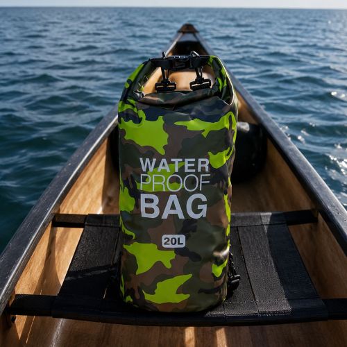 Borsa Impermeabile Verde Mimetica Capacità 20 lt Sfumatura Colore Struttura Mimetica - Semiha