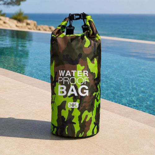 Borsa Impermeabile Verde Mimetica Capacità 30 lt Sfumatura Colore Struttura Mimetica - Semitame