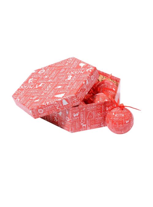 Box 7 sfere natalizie, rosso e bianco