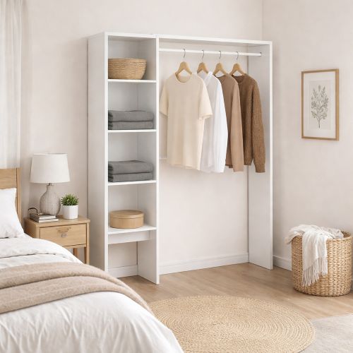 Cabina armadio 4 ripiani bianca 140x187h cm - Acquata