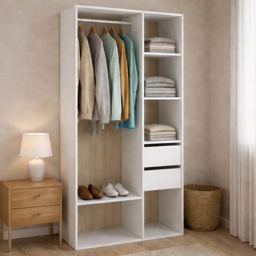 Cabina armadio classica bianca e rovere 98x205h cm - Maon