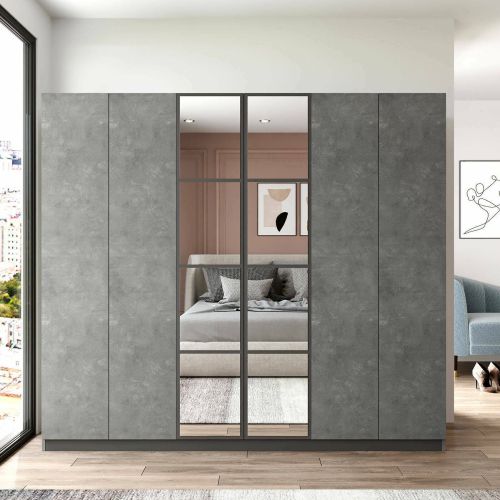Cabina armadio con appendiabiti antracite e grigia 207x183h cm - Gaja