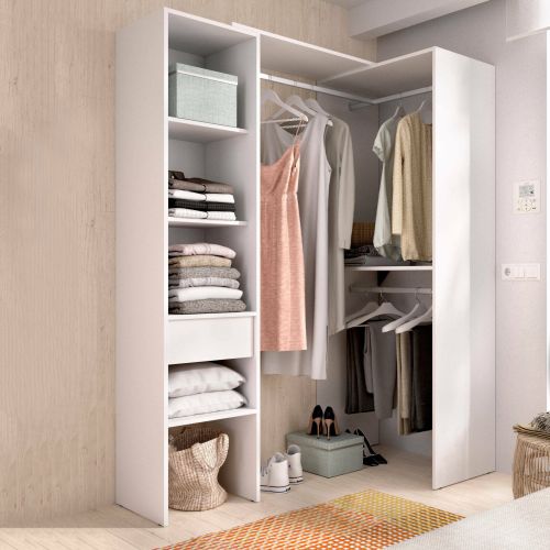 Cabina armadio con appendiabiti bianca 98x187h cm - Ewiniar