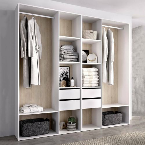Cabina armadio con cassetti bianca e rovere 196x205h cm - Mala