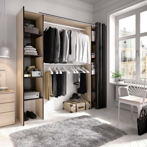 Cabina armadio con tenda rovere e grigia 180x205h cm - Acron