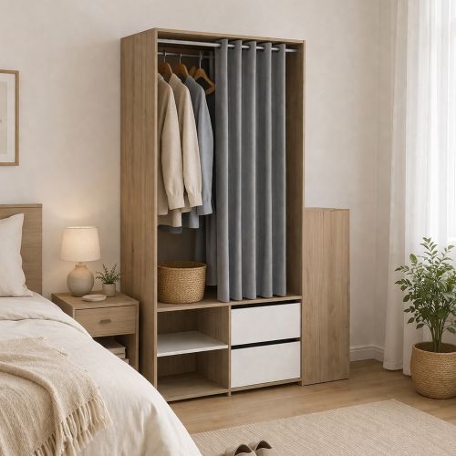 Cabina armadio in legno rovere e bianca 127x197h cm - Amaranto