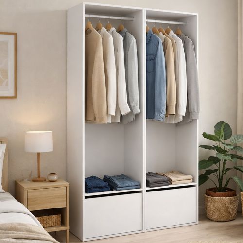Cabina armadio salvaspazio bianca e rovere 120x205h cm - Pewa