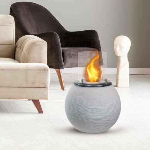 Caminetto a bioetanolo da tavolo 40x40x54h cm grigio chiaro - Alliste