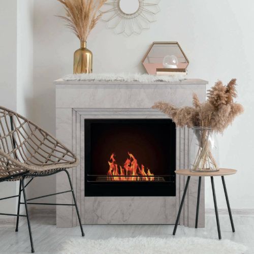Camino a Bioetanolo Bianco Marmo Capacità 1.8 lt Superficie Riscaldabile 30 m2 96x35x96h cm, Potenza (kw) 3.4 Made in Italy - Kinsasa