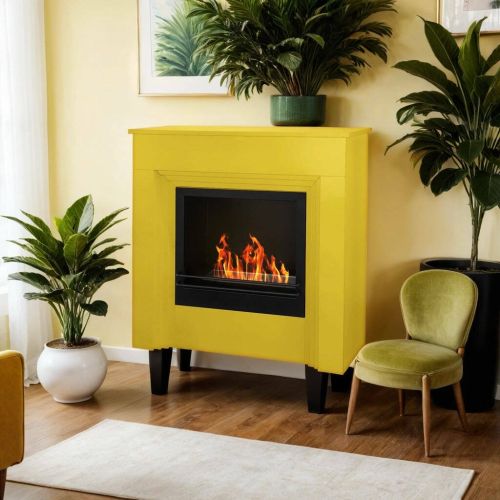 Camino a bioetanolo da pavimento 35x96x96h cm giallo - Kinsasa