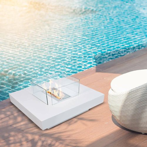 Camino a bioetanolo da tavolo 70x70x35h cm bianco - Alife