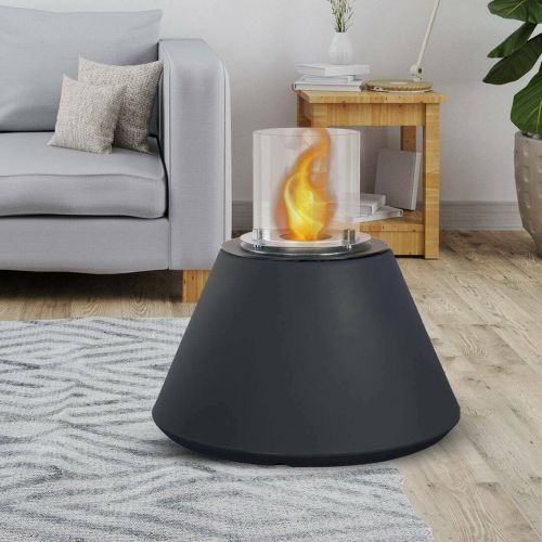 Camino a bioetanolo Dsentiment, Caminetto ecologico, Focolare senza fumo, Riscaldatore ad etanolo, Made in Italy, 60x60 h56 cm, Nero