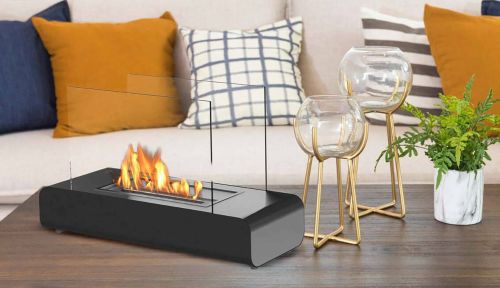 Camino a Bioetanolo Nero Argento Capacità 1.5 lt Potenza (kw) 3 20x60x35h cm, Superficie Riscaldabile 30 - Alpette