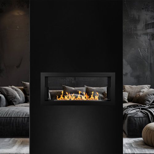 Camino a Bioetanolo Nero Capacità 1.5 lt Superficie Riscaldabile 30 90x15x40h cm, Potenza (kw) 3 - Guardea
