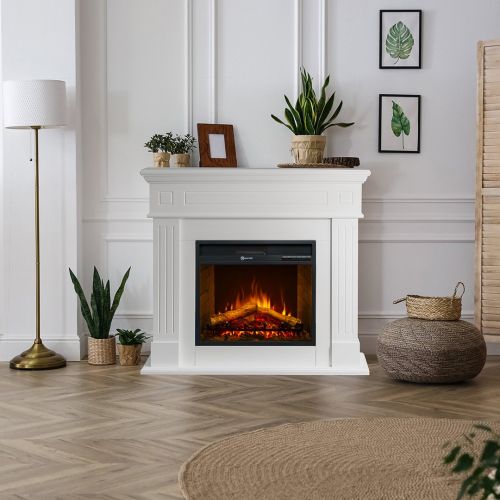 Camino Elettrico Bianco Superficie Riscaldabile 30 Potenza (kw) 0.9-1.8 110x25x95h cm, Indoor - Sola