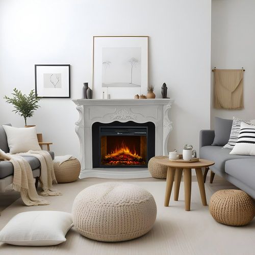 Camino Elettrico Bianco Superficie Riscaldabile 30 Potenza (kw) 0.9-1.8 123x39x100h cm, Indoor - Triuggio