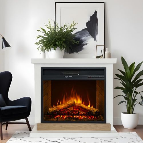 Camino Elettrico Bianco Superficie Riscaldabile 30 Potenza (kw) 0.9-1.8 75x28x70h cm, Indoor - Stia