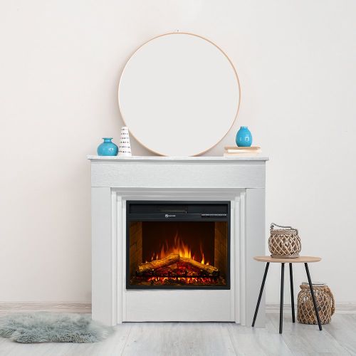 Camino Elettrico Bianco Superficie Riscaldabile 30 Potenza (kw) 0.9-1.8 96x35x96h cm, Indoor - Alfaedo