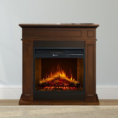 Camino Elettrico Marrone Noce Superficie Riscaldabile 30 Potenza (kw) 0.9-1.8 89x28x90h cm, Indoor - Versiggia