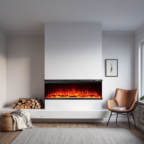 Camino Elettrico Nero Superficie Riscaldabile 30 Potenza (kw) 0.75-1.5 127x20x44h cm, Indoor - Pofi