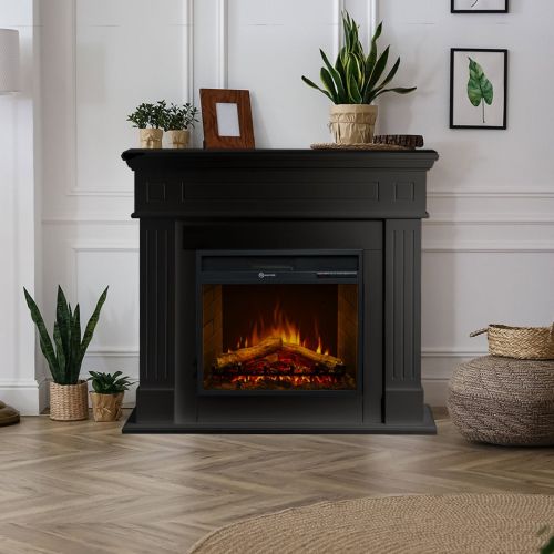 Camino Elettrico Nero Superficie Riscaldabile 30 Potenza (kw) 0.9-1.8 110x36x100h cm, Indoor - Cogliate