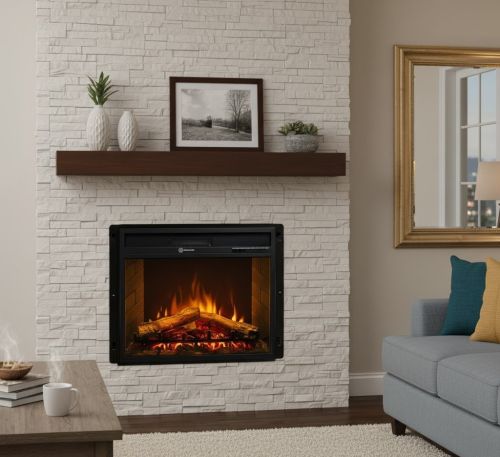 Camino Elettrico Nero Superficie Riscaldabile 30 Potenza (kw) 0.9-1.8 58x17x52h cm, Indoor - Gavardo