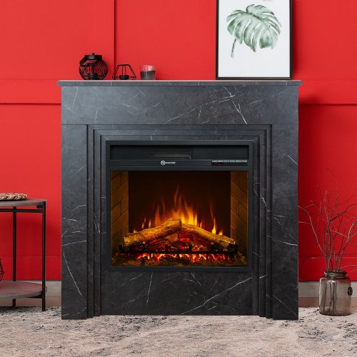 Camino Elettrico Nero Superficie Riscaldabile 30 Potenza (kw) 0.9-1.8 96x35x96h cm, Indoor - Limbiate