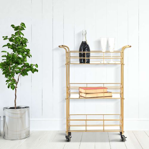 Carrello oro Trasparente Fume 3 Ripiani Ruote 60x31x80h cm, Sfumatura Colore Struttura Fume - Arviat