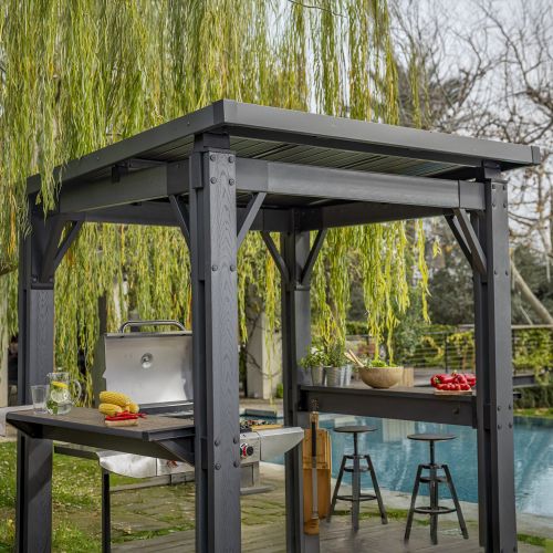 Casetta da Giardino Marrone Noce Chiosco per Grill Sfumatura Colore Struttura Noce 247x200x238h cm, - Lacon