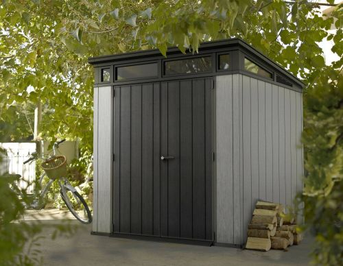 Casetta da giardino Passeri, Capanno da esterno, Rimessa da giardino, Ripostiglio per attrezzi, 214x218 h226 cm, Grigio