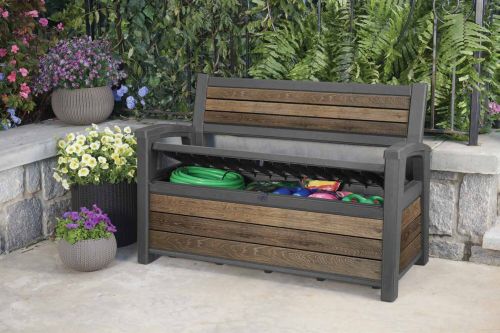 Cassapanca da giardino con schienale 132x61x89h cm noce - Estevan