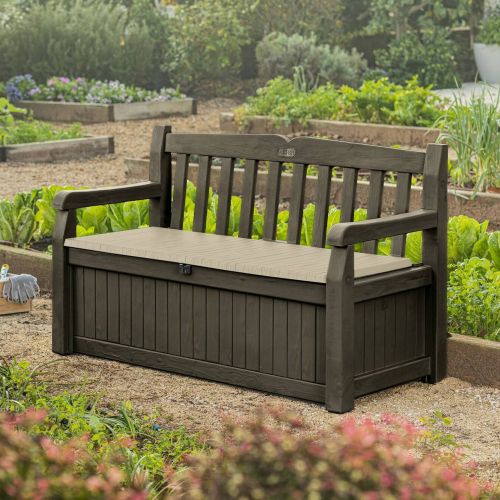 Cassapanca da giardino con schienale 140x60x84h cm marrone e beige - Chestermere