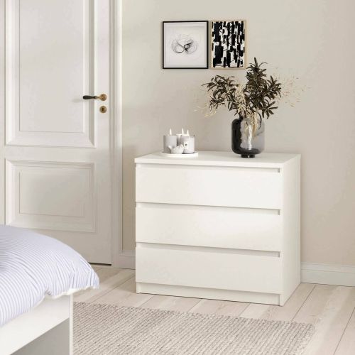 Cassettiera 3 cassetti bianca 77x70h cm - Artic