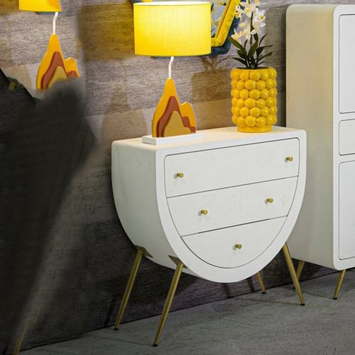 Cassettiera 3 cassetti bianca e oro 80x79h cm - Rouge