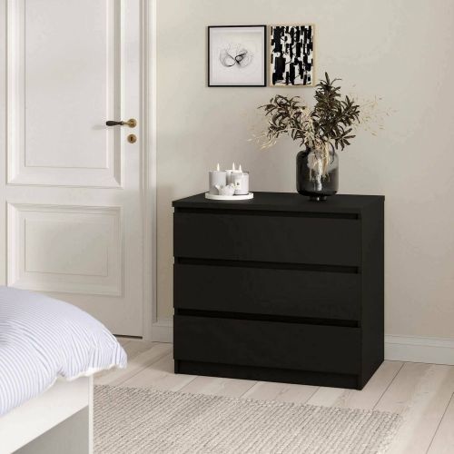 Cassettiera 3 cassetti nera 77x70h cm - Artic