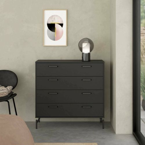 Cassettiera 4 cassetti nera 98x95h cm - Puglia