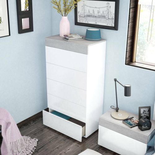 Cassettiera 5 cassetti bianca 61x118h cm - Armo