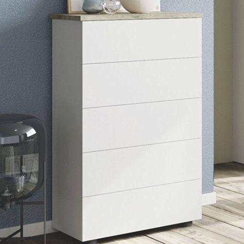 Cassettiera 5 cassetti bianca e rovere 61x109h cm - Amazon