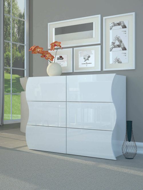 Cassettiera 6 cassetti bianca lucida 111x82h cm - Aton