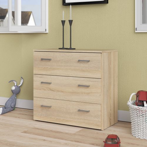 Cassettiera Addie, Settimino multiuso, Comò camera da letto, Mobile con cassetti, 74x36 h70 cm, Quercia