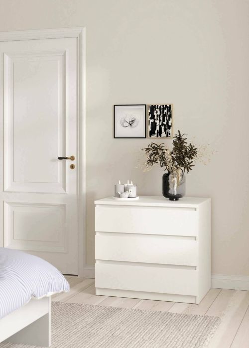 Cassettiera Aglae, Settimino multiuso, Comò camera da letto, Mobile con cassetti, 50x77 h70 cm, Bianco