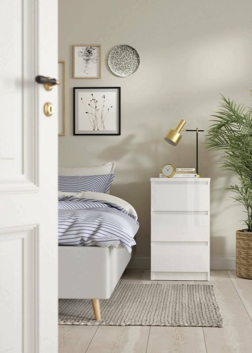 Cassettiera Ameline, Settimino multiuso, Comò camera da letto, Mobile con cassetti, 40x50 h70 cm, Bianco