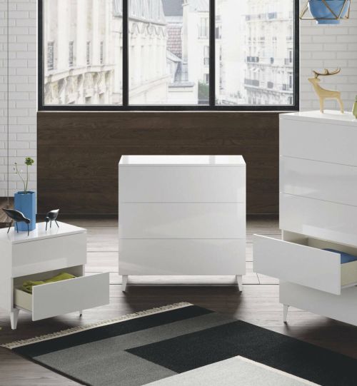 Cassettiera Baltimora, Settimanale a 3 cassetti, Mobile Comò per camera da letto, Comò moderno, 80x40h80 cm, Bianco