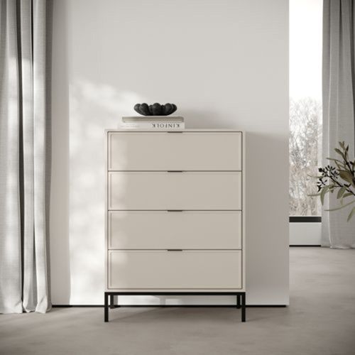 Cassettiera Beige Cashmere 4 Cassetti Apertura Scorrevole 76x40x116h cm, Chiusura Soft Close - Lalena