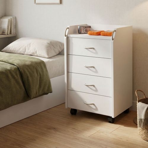 Cassettiera Bianco 4 Cassetti Apertura Scorrevole 40x36x65h cm, Chiusura Scorrevole - Manco