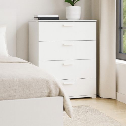 Cassettiera Bianco 4 Cassetti Apertura Scorrevole 70x39x98h cm, Chiusura Scorrevole - Salimbene
